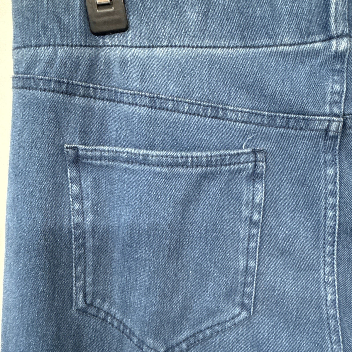 Lands End Cotton Pull On Pants Medium Blue High Rise Straight Leg Denim Look