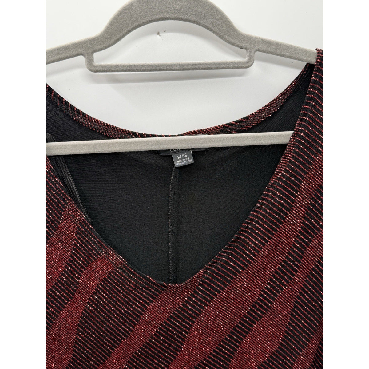 Dressbarn Woman Collection 2PC Glitter Knit Jacket Tank Set Red Black 14/16