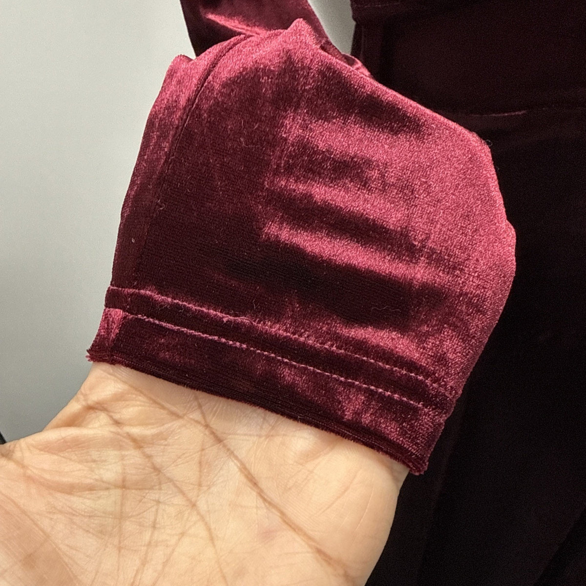 Womens Burgundy Velvet Off Shoulder LS Sz Medium Dress Stretch Gothic Whimsigoth