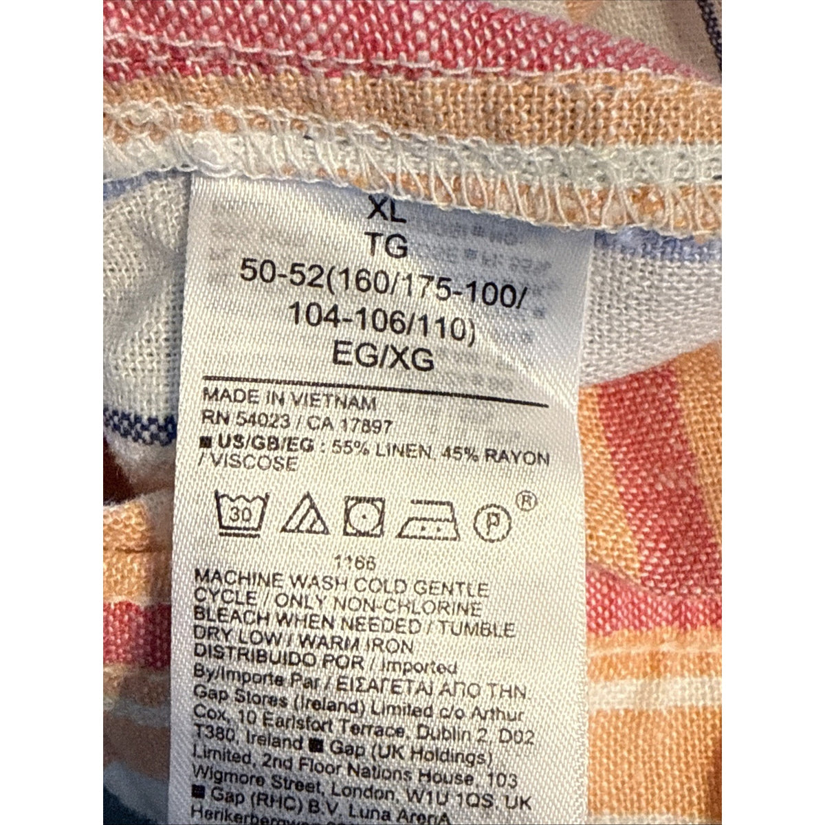 Gap Linen Blend Stripe Pull On High Rise Shorts Size XL White Peach blue Pink,wo