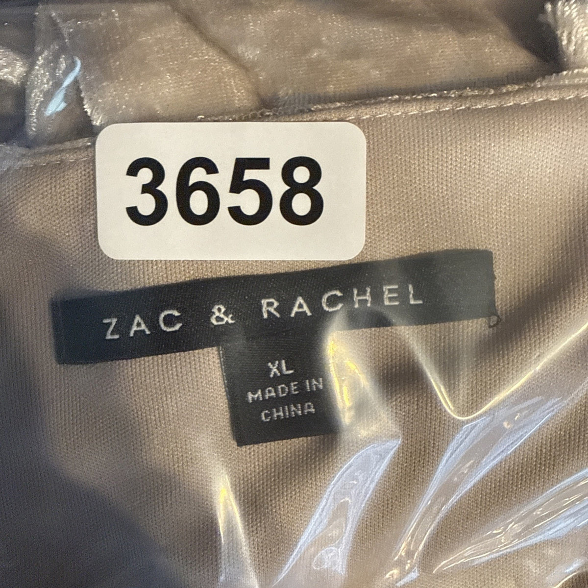 Zac & Rachel XL Crushed Velvet Sleeveless Blouse Lace Back V Neck Champagne
