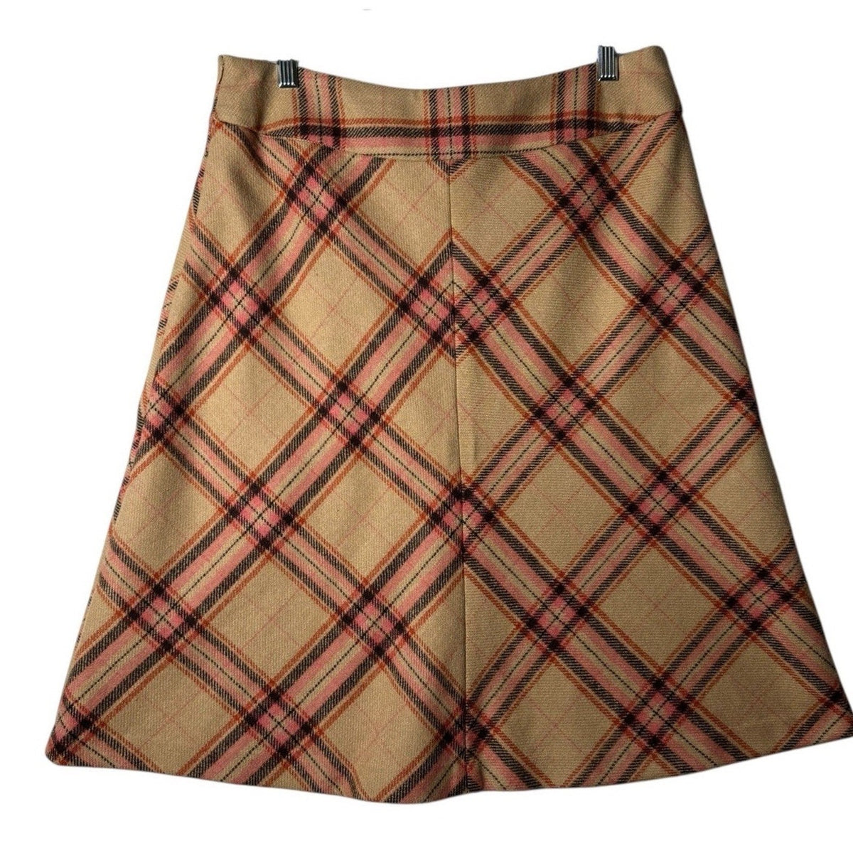 Liz Claiborne Plaid Wool Blend Skirt Size 10 – Camel Pink Checkered A-Line