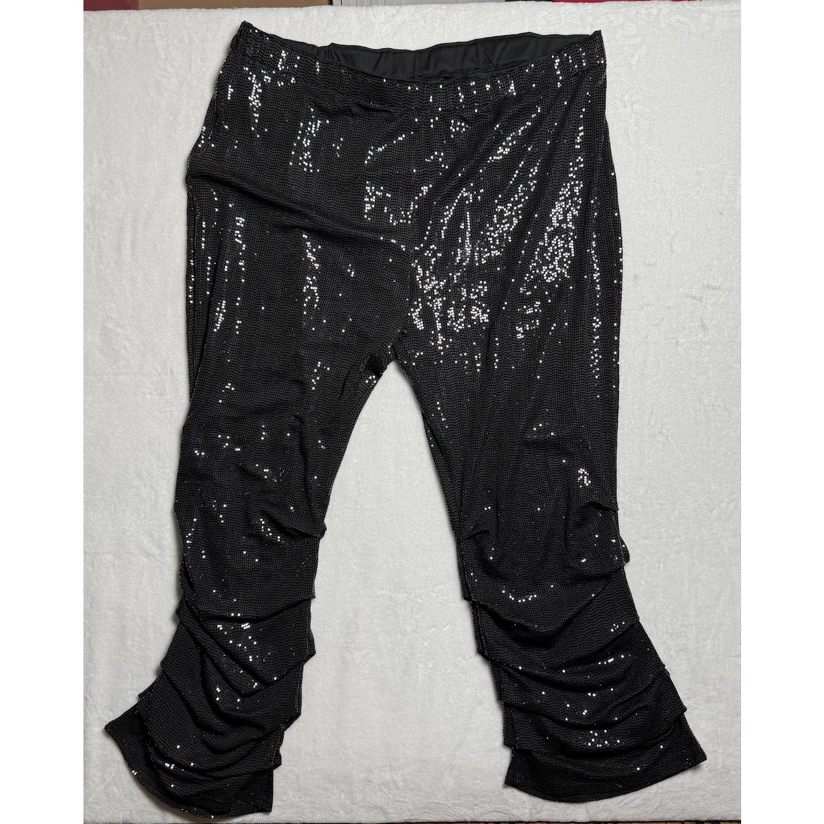 XPlusWear 4XL Black Sequin Ruched Pants Stretch Plus Size NWT Party Club