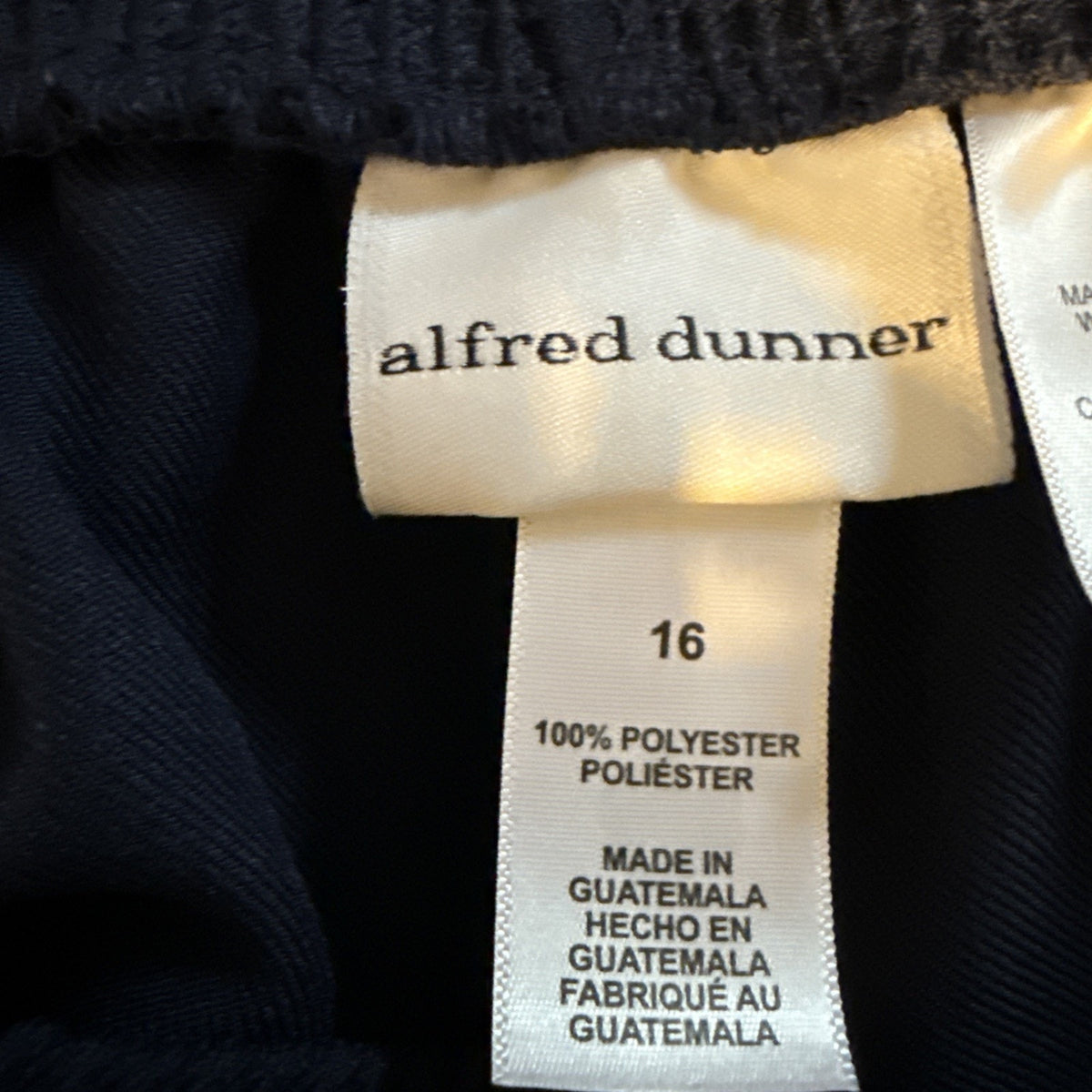 ALFRED DUNNER Navy Pants Stretch Women's Size 16 Blue Dress Pants Elastic Waist