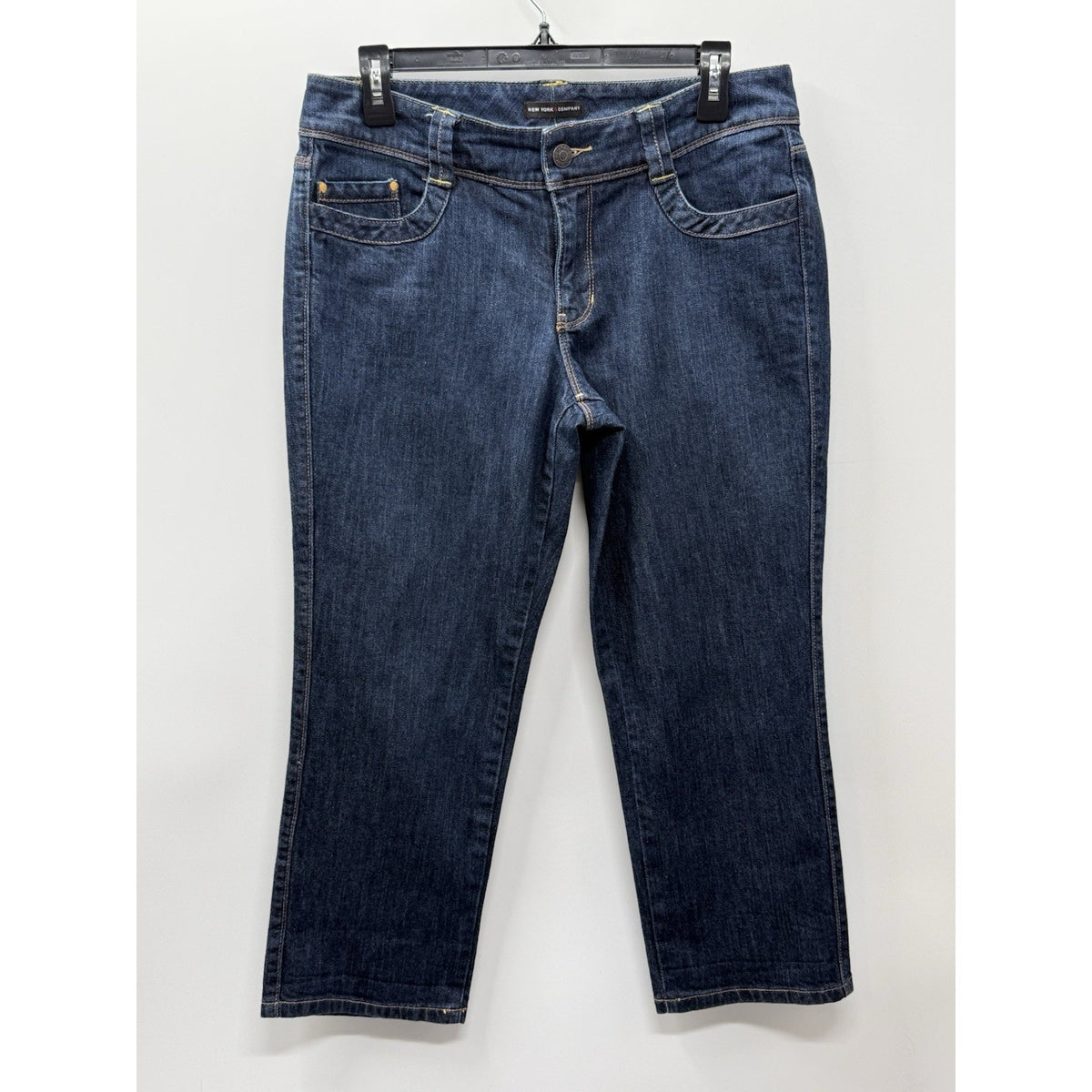 New York & Company Womens Size 10 Dark Wash Denim Capri Jeans Stretch Mid Rise