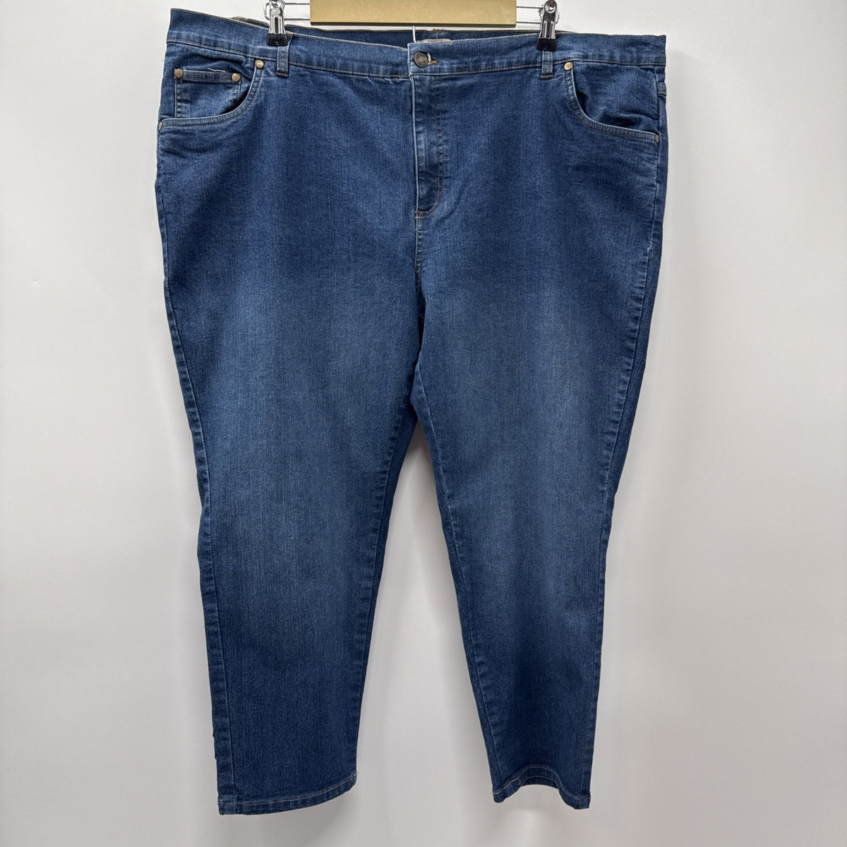 Woman Within Jean 24” Inseam Crop Pants, Blue Denim Sz 24W 5 Pocket Stretch