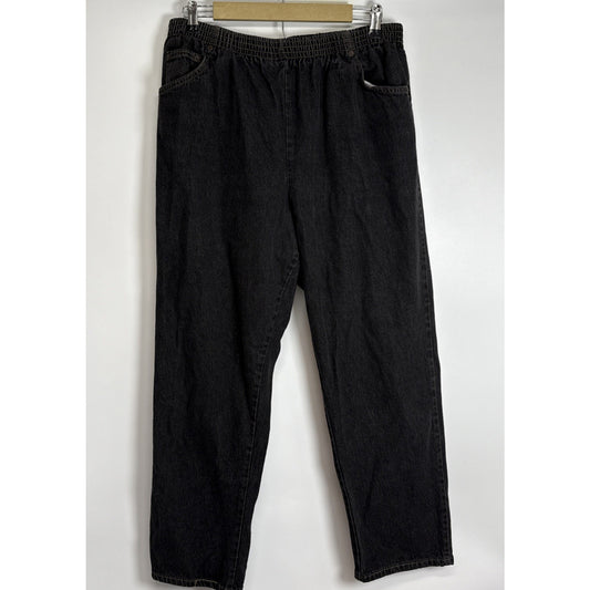 Bobbi Brooks Jeans Women’s Black Denim Elastic Waist Pull On Pants Sz 16 Petite