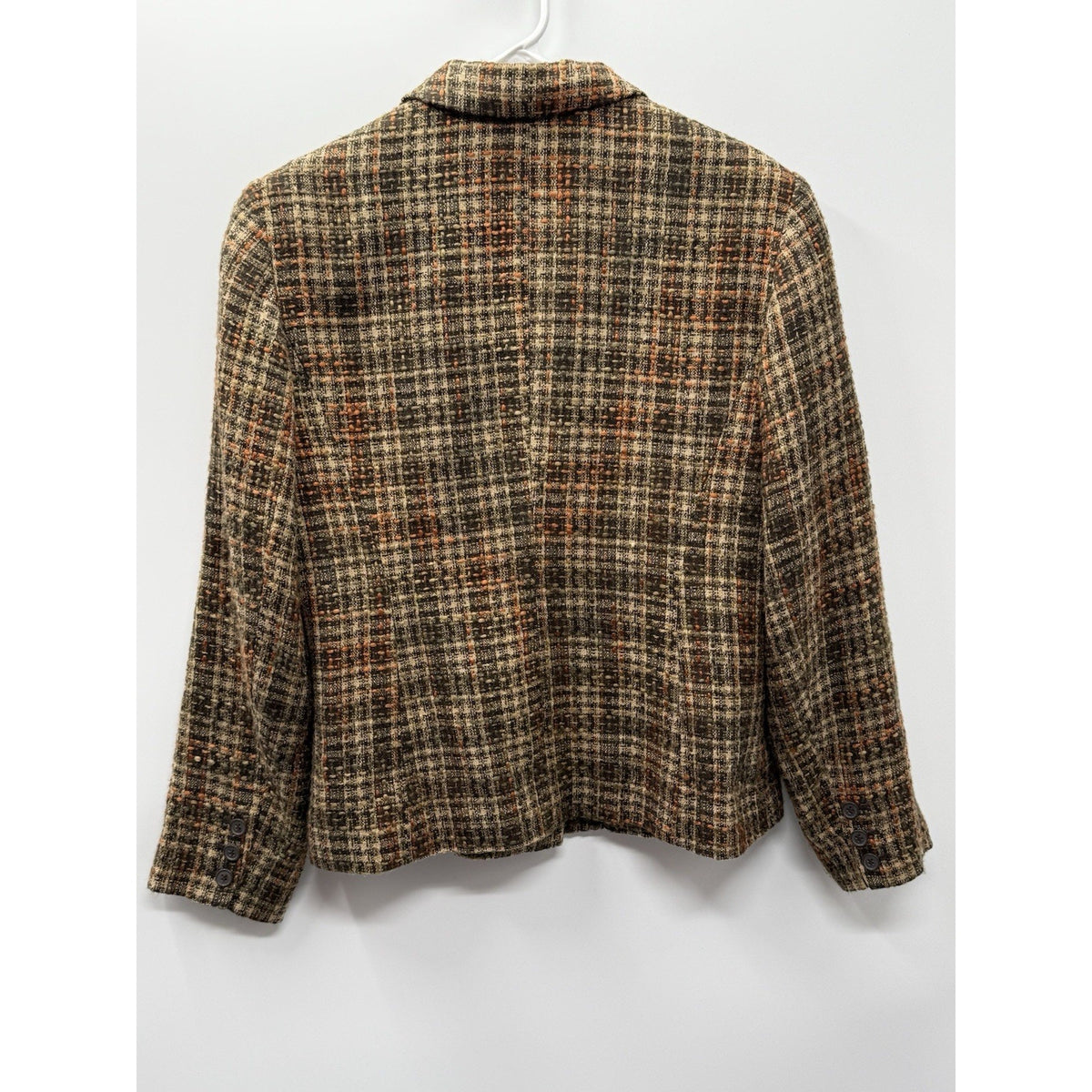 Parisian Signature Blazer Women Size 10 Brown Plaid Textured Button Front Jacket