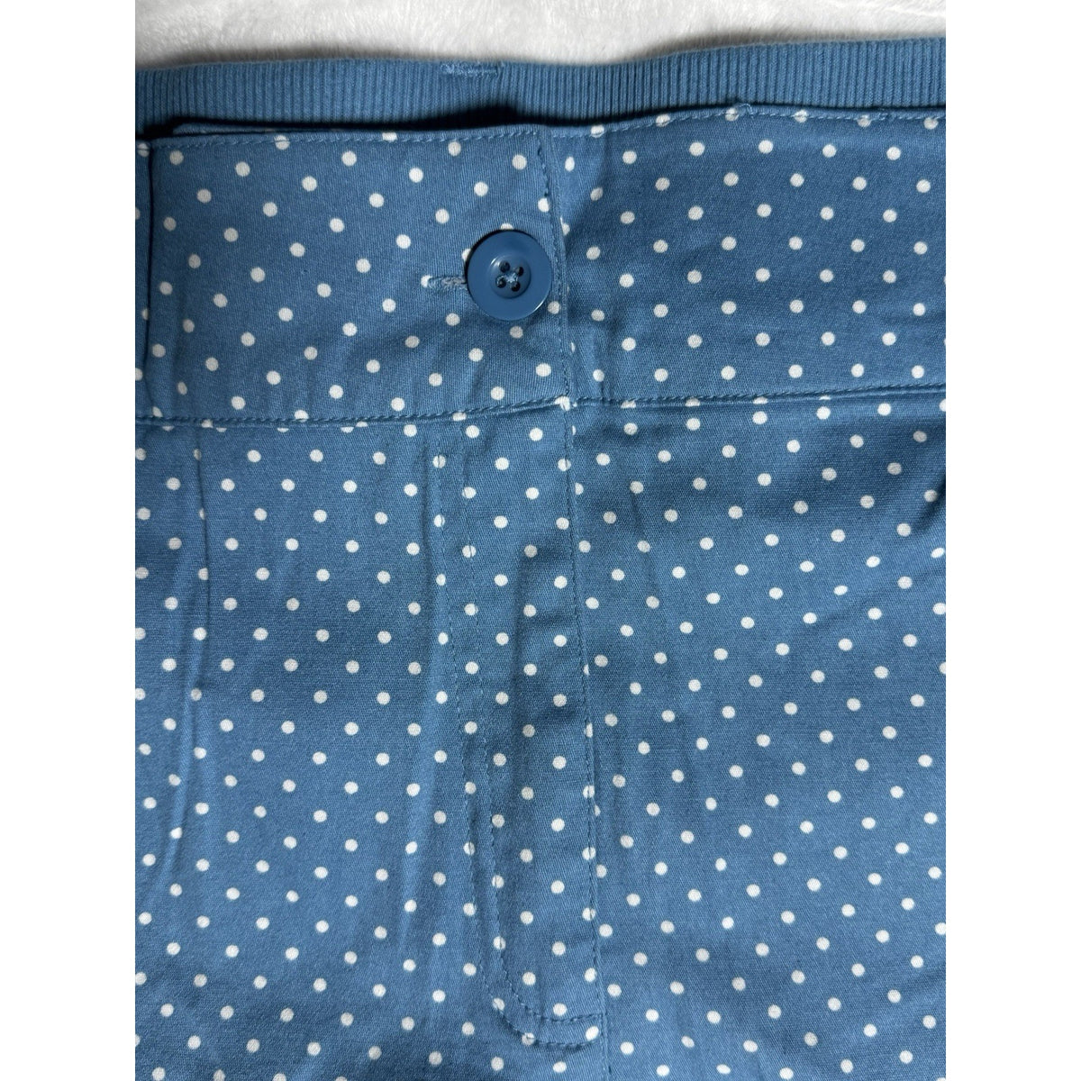 Woman Within 28W Blue Polka Dot Stretch Pants Natural Fit Tummy Control