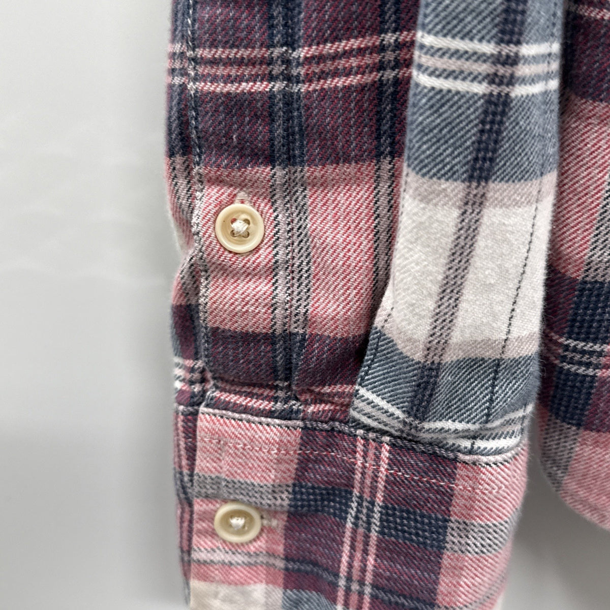 Lucky Brand Saturday Stretch Plaid Flannel Shirt Mens Medium M Rose Pink Blue
