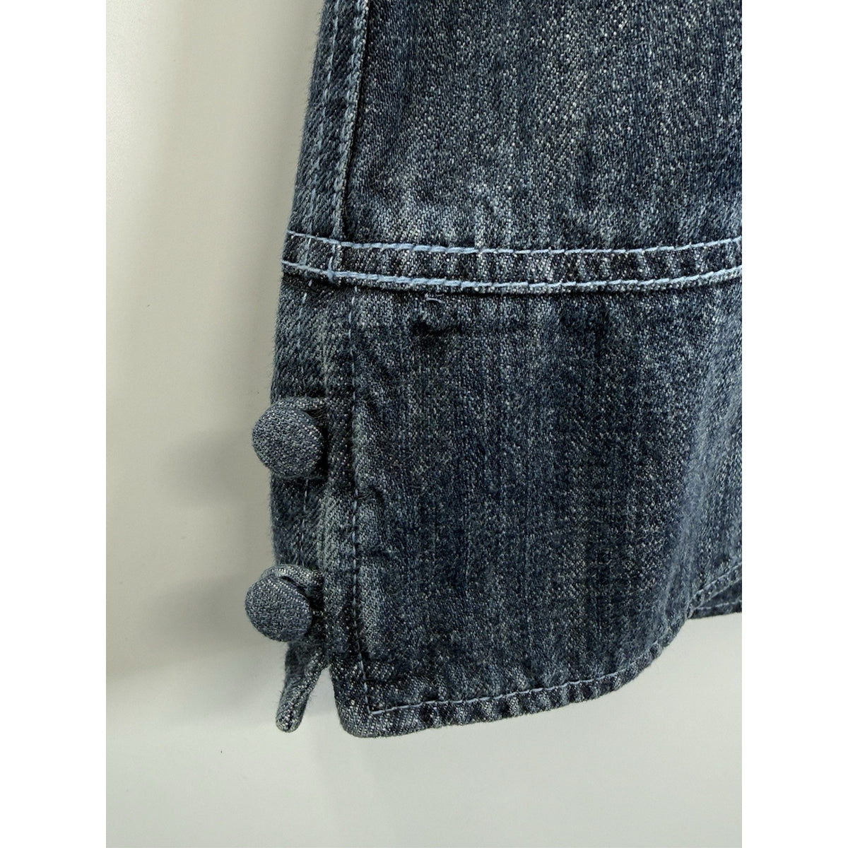Venezia Denim Skirt Womens 18 Blue Y2K Button Detail Pocket Midi Jean Skirt