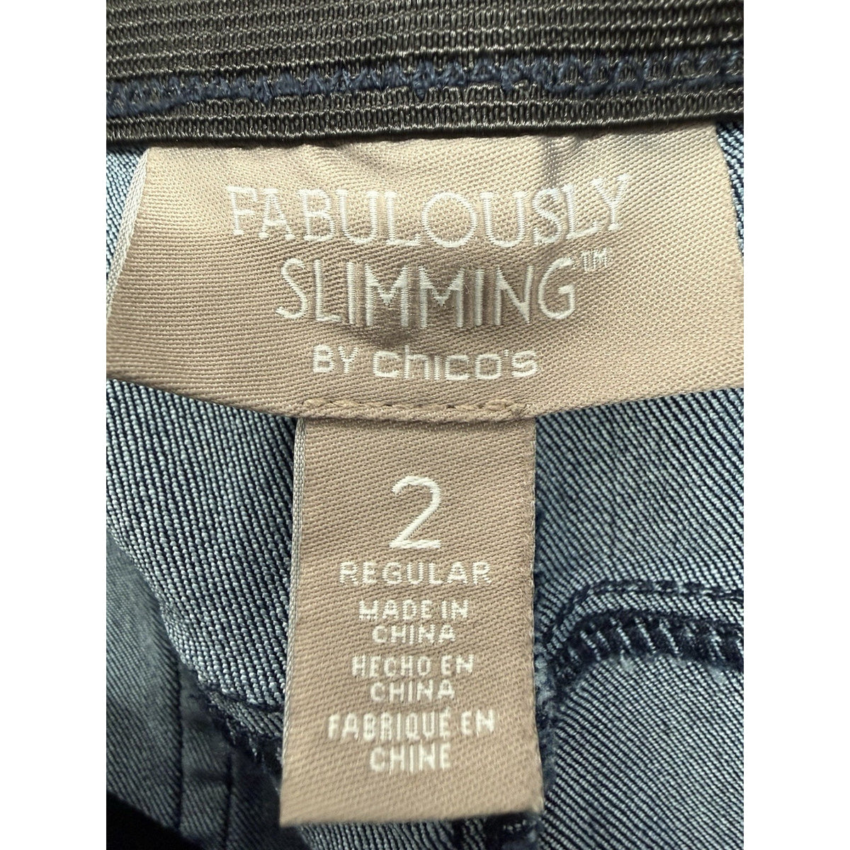 Chico's Women Regular Size 2 Dark Wash High Rise Slim Stretch Straight Jeans