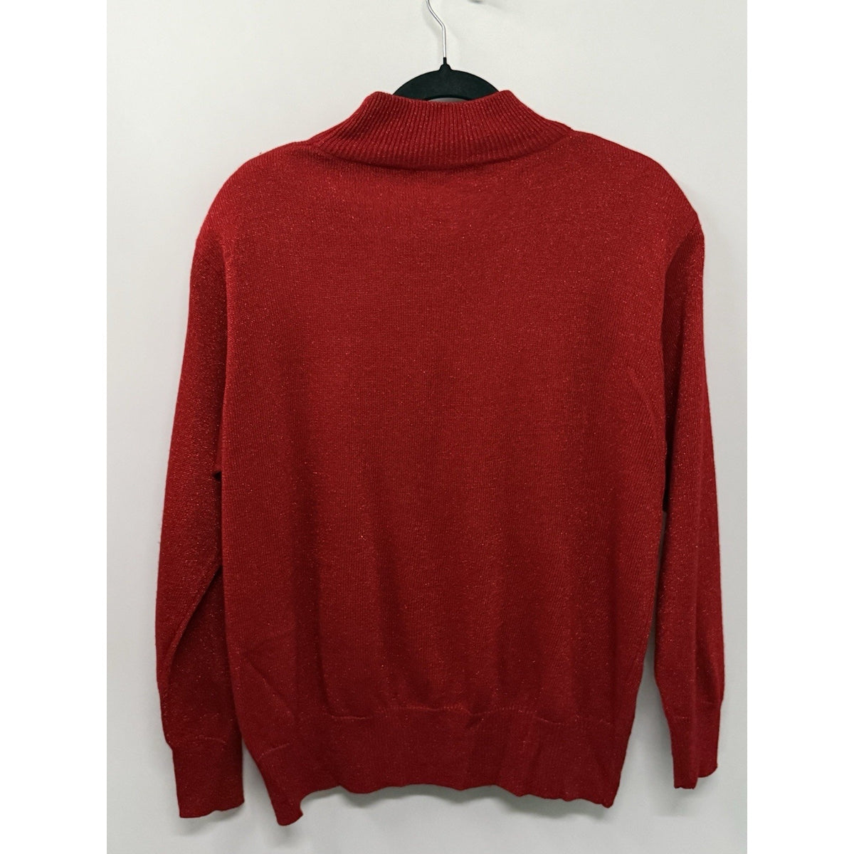 Vtg Dressbarn Woman Holiday Mockneck Sweater 14/16 Red Sparkle Shoulder Pads