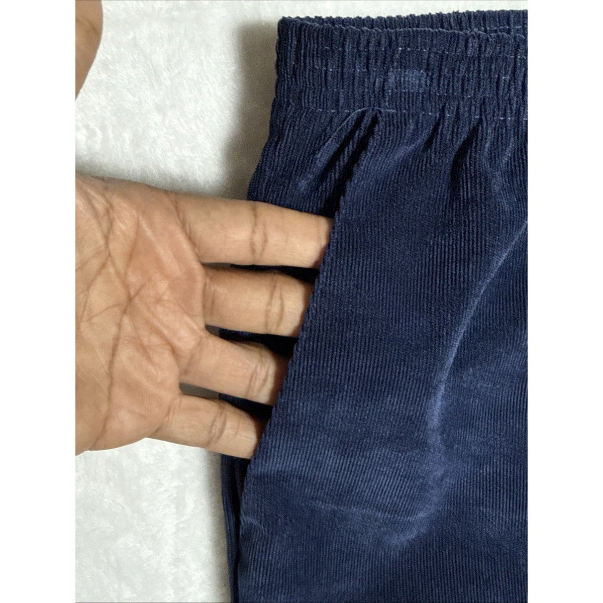 Alfred Dunner Dk Blue Corduroy Pants Sz 16 Pockets Elastic Waist Pull On Casual