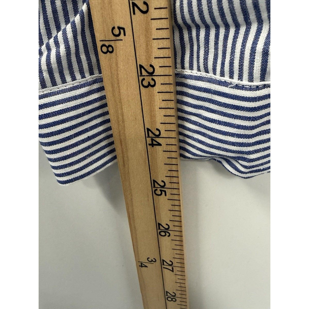 Love Potion Striped Blue White Embroidered Floral Collared Cotton Blouse Large