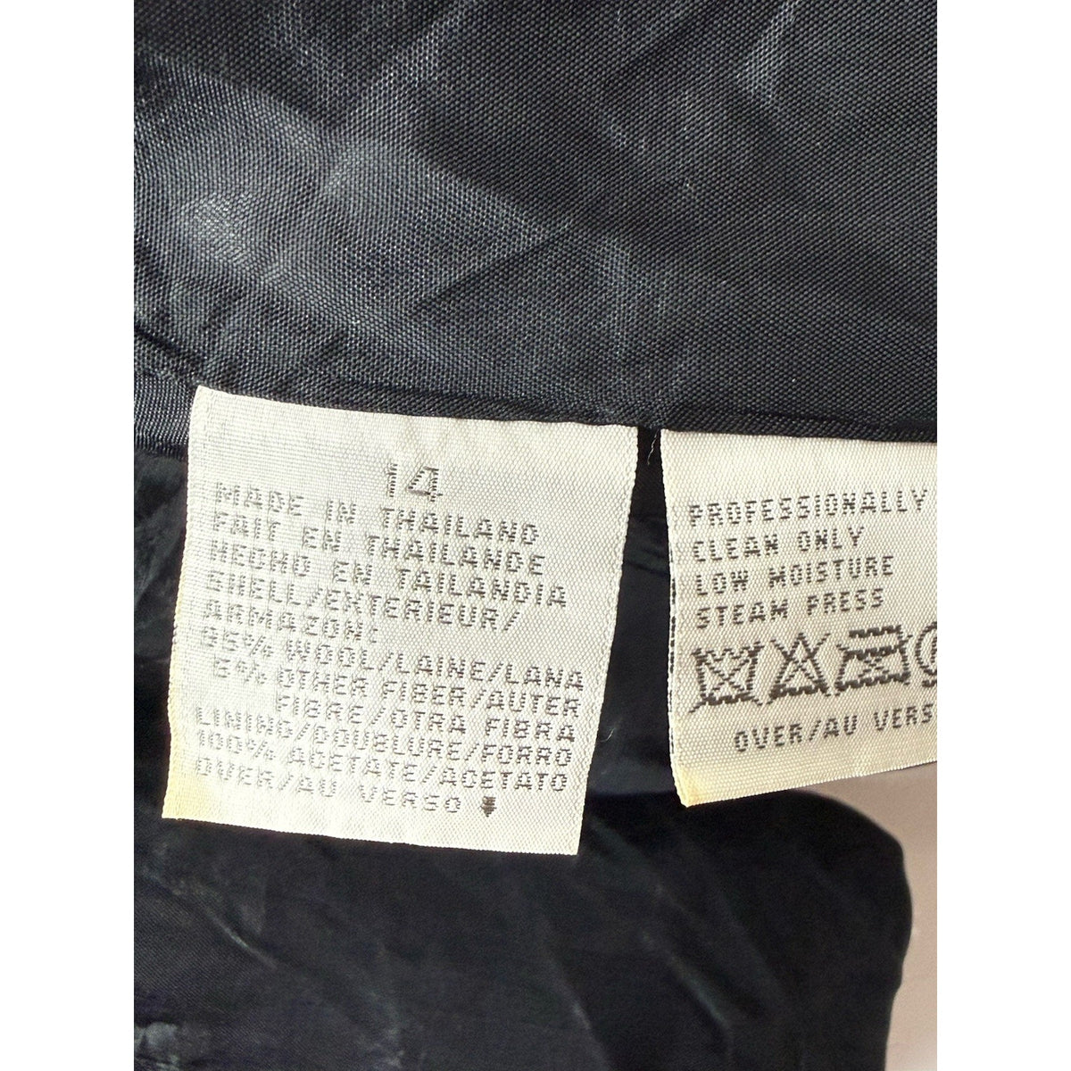 Elisabeth Liz Claiborne Womens 14 Wool Blend Plaid Blazer Metallic Blue Black