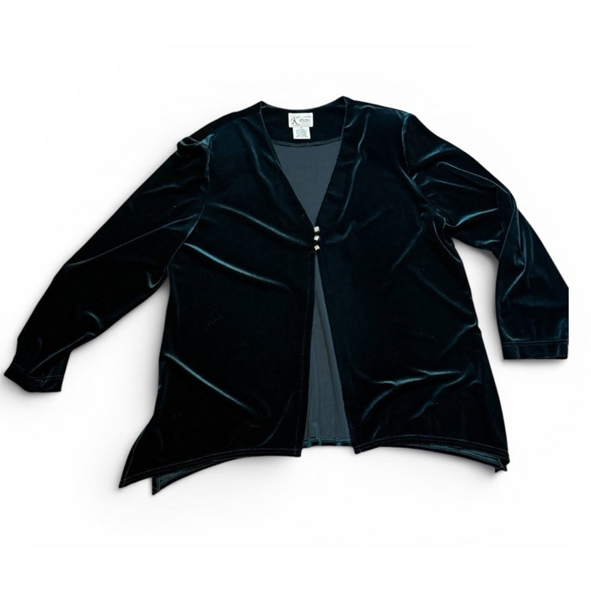 K Studio Blue-Green Velvet Whimsigoth Top Jacket Women Size 18 Gothic Romantic