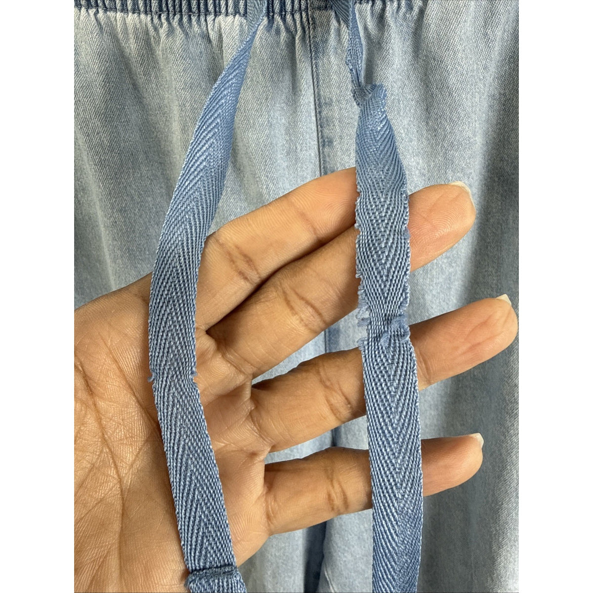 Basic Edition Jeans Women Large Pull On Draw String Waist Light Wash Normcore