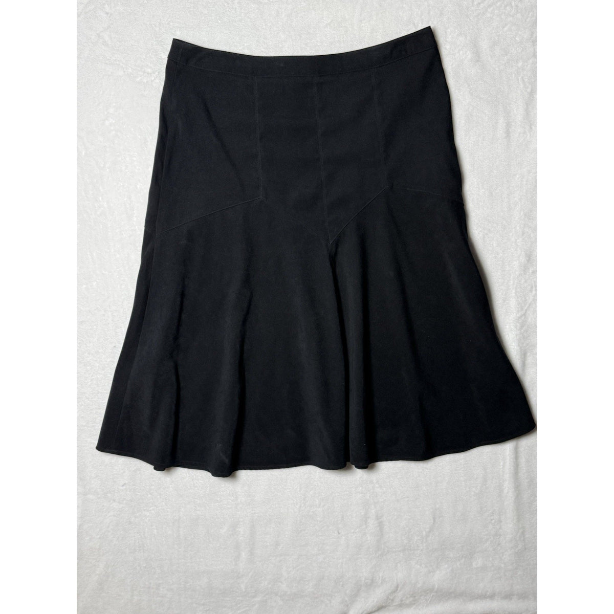 Dressbarn Black Flared A-Line Midi Skirt 16 Career Office (Faux Suede Look)
