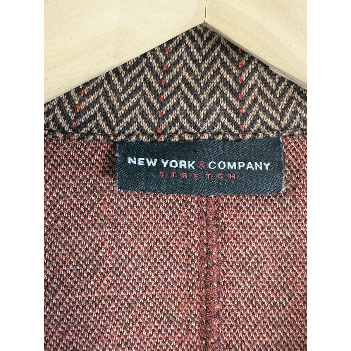 New York & Company Stretch Herringbone Blazer Jacket Women Medium Dark Academia