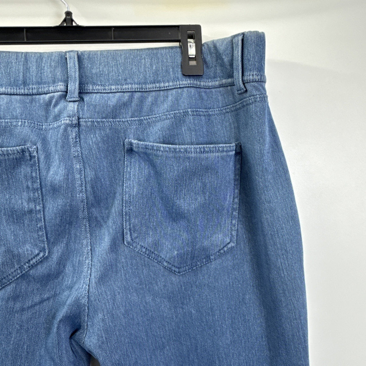 Lands End Women Cotton Pull On Pants XL/18 Blue High Rise Straight Leg