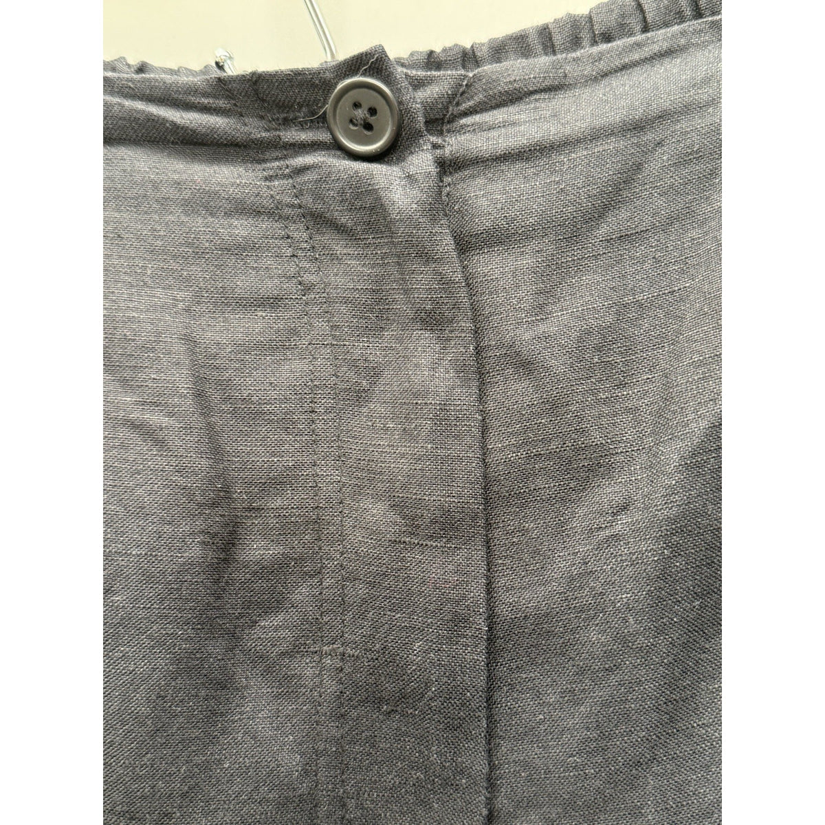 Larry Levine Woman Sz 20W Black Linen Blend Crop Pants Beaded Embroidered Hem