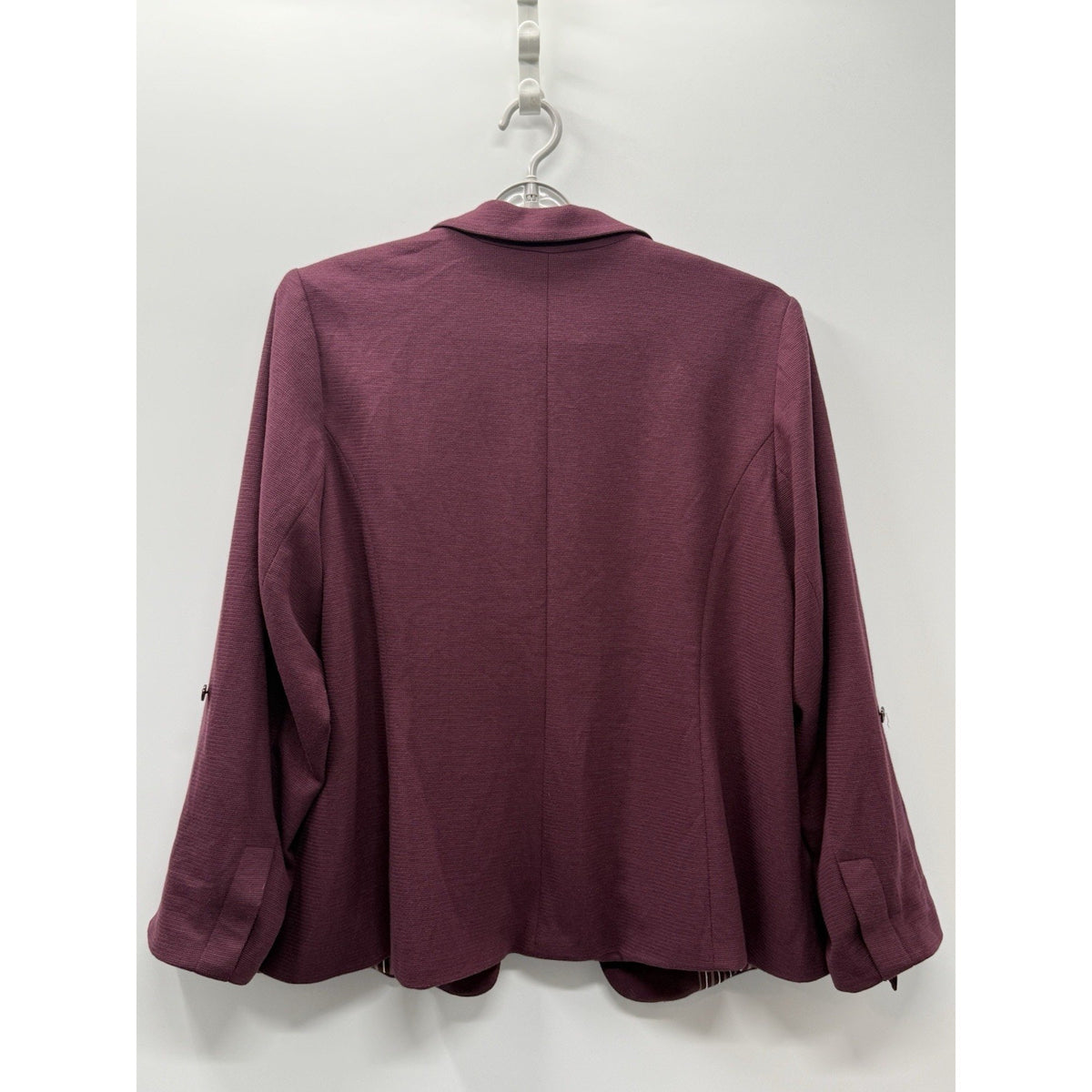 41 Hawthorn 3X Burgundy Knit Blazer Jacket Open Front Stretch Career Office Plus