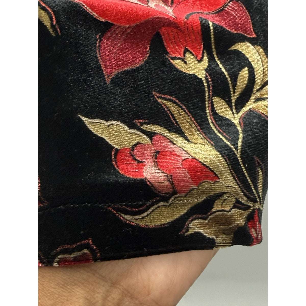 After Dark Velvet Floral Jacket Womens 16 Black Red Gold Holiday Evening Vintage