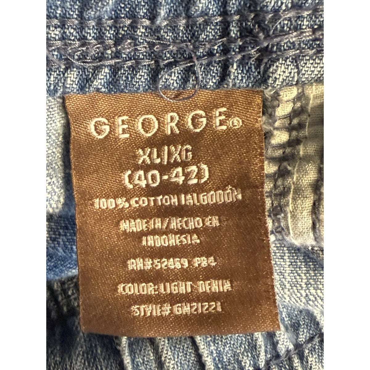 George Pull On Denim Shorts Womens XL Lt Wash Elastic Waist/Draw String Casual
