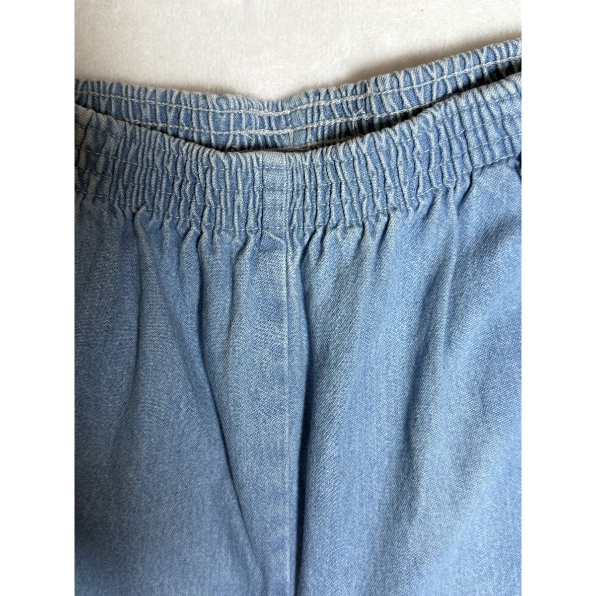 Chic Womens 20W Blue Pull On Denim Capri Pants 100% Cotton Elastic Waist Plus