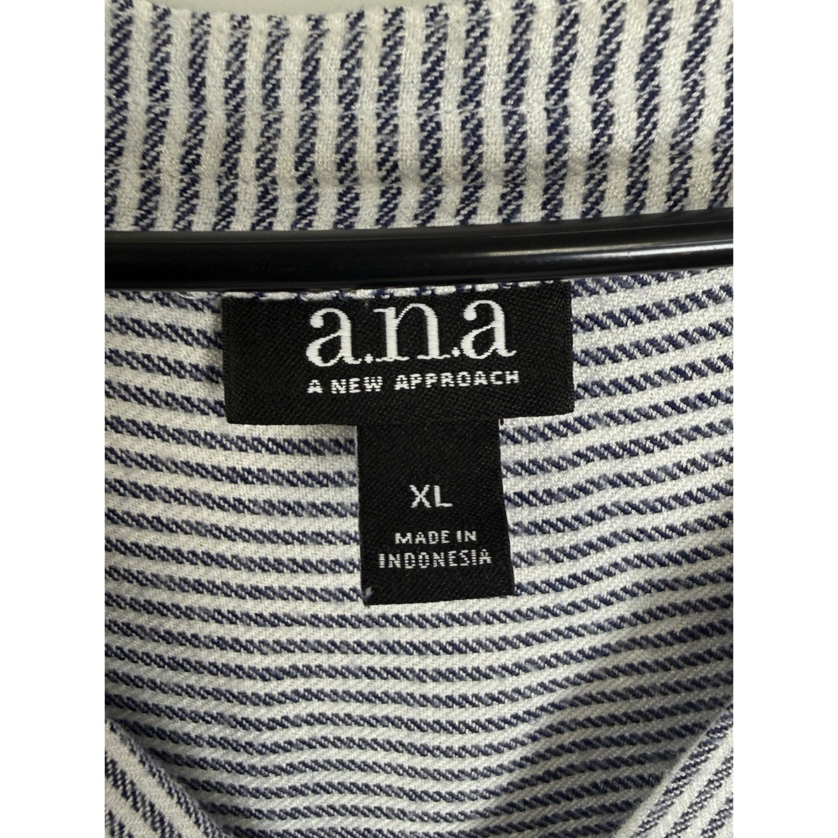 a.n.a XL Blue White Striped Rayon Sleeveless Surplice Blouse Coastal Minimalist