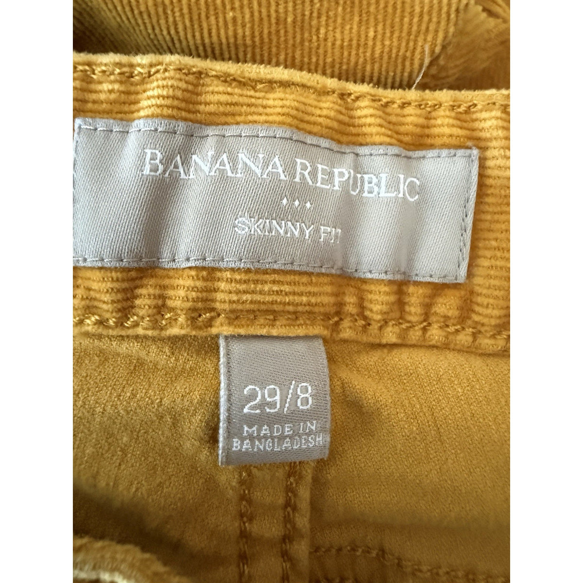 Banana Republic Womens 29/8 Skinny Corduroy Pants Mustard Yellow Stretch