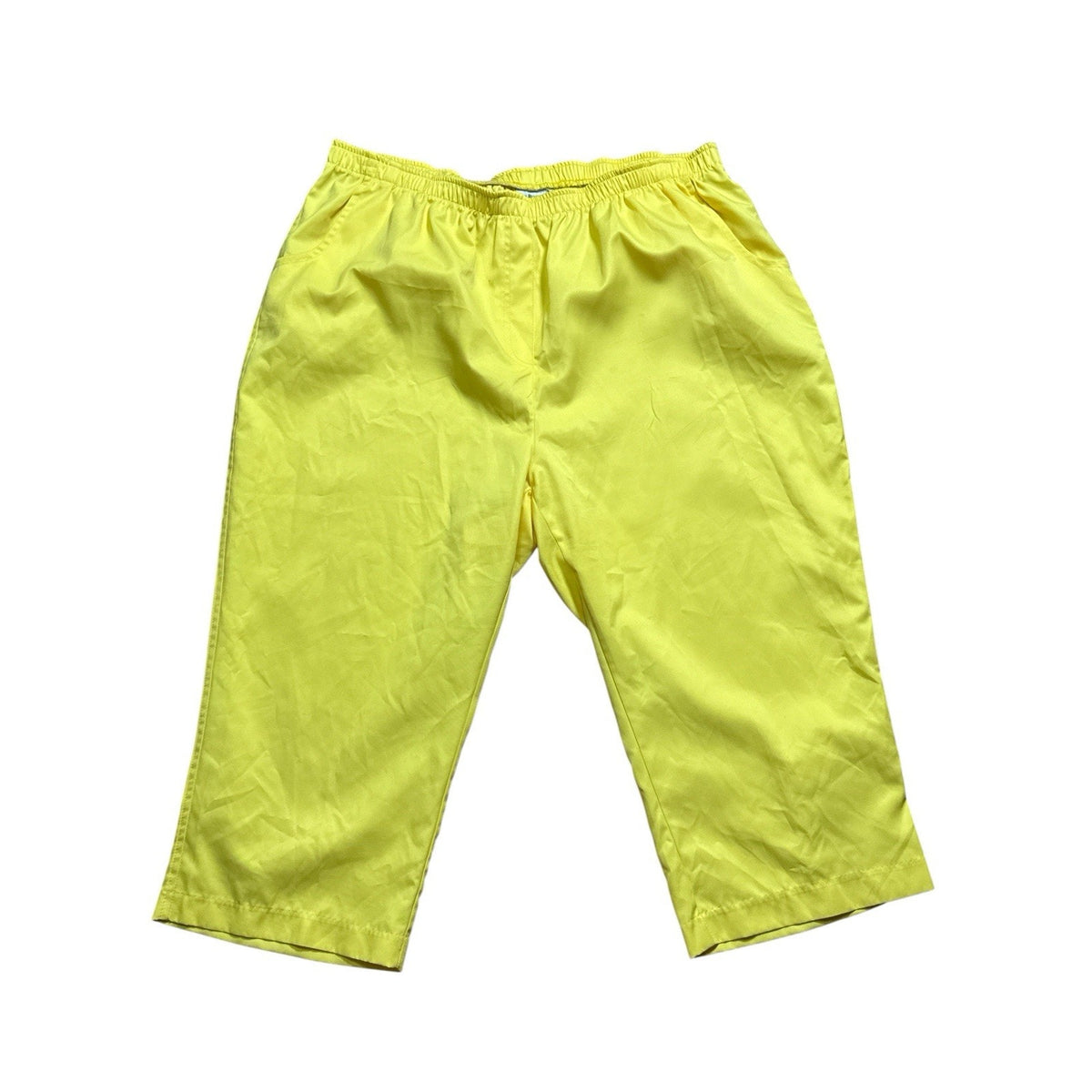 Kim Rogers Curvy Pull-On Pants 18W Yellow Elastic Waist Pockets Short Length