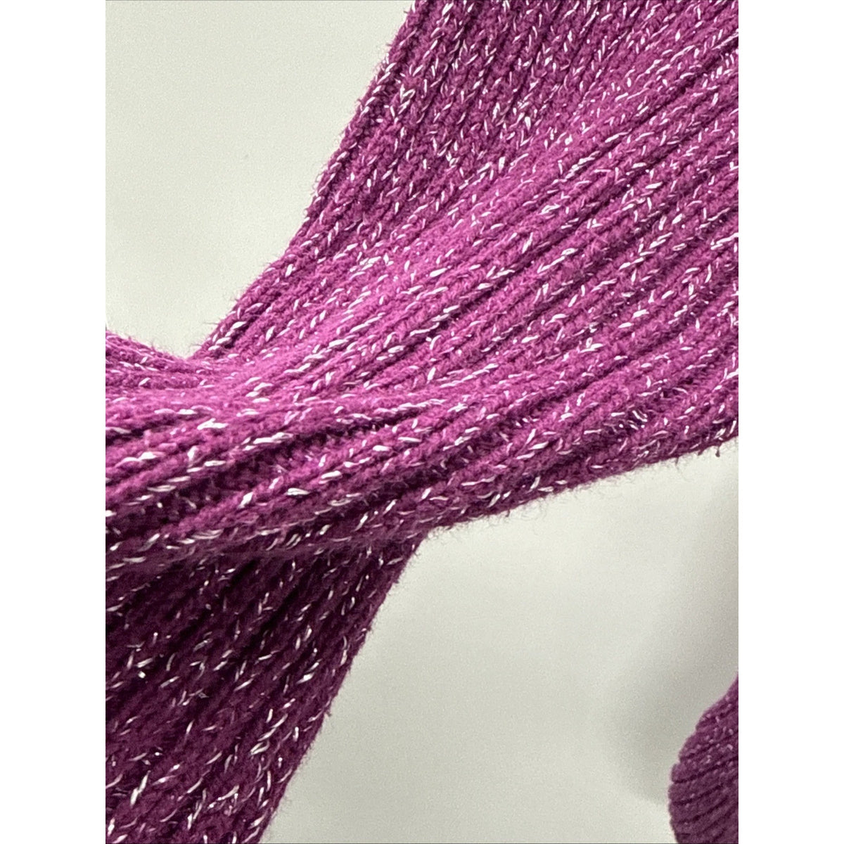 Style & Co Womens 0X Purple Metallic Cable Knit Sweater Wide Collar Shimmer