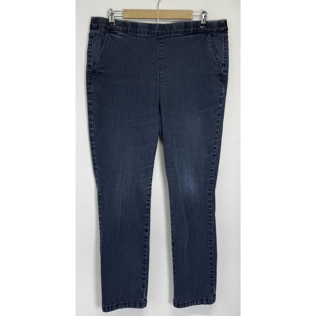 Denim & Co. Original Waist Stretch Regular Side Pocket Pant-Core LARGE