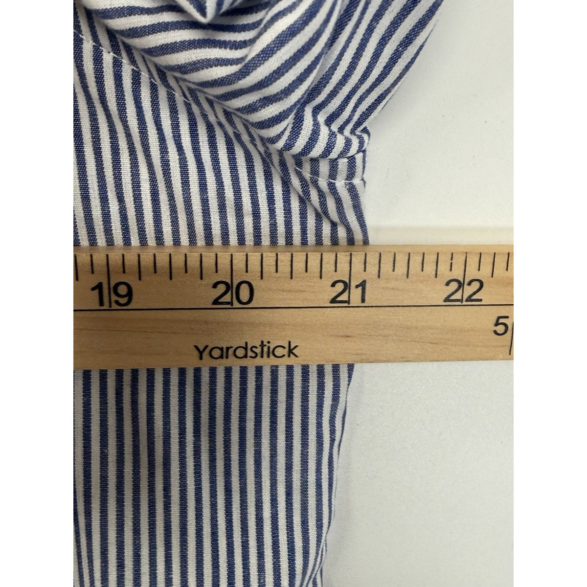 Love Potion Striped Blue White Embroidered Floral Collared Cotton Blouse Large