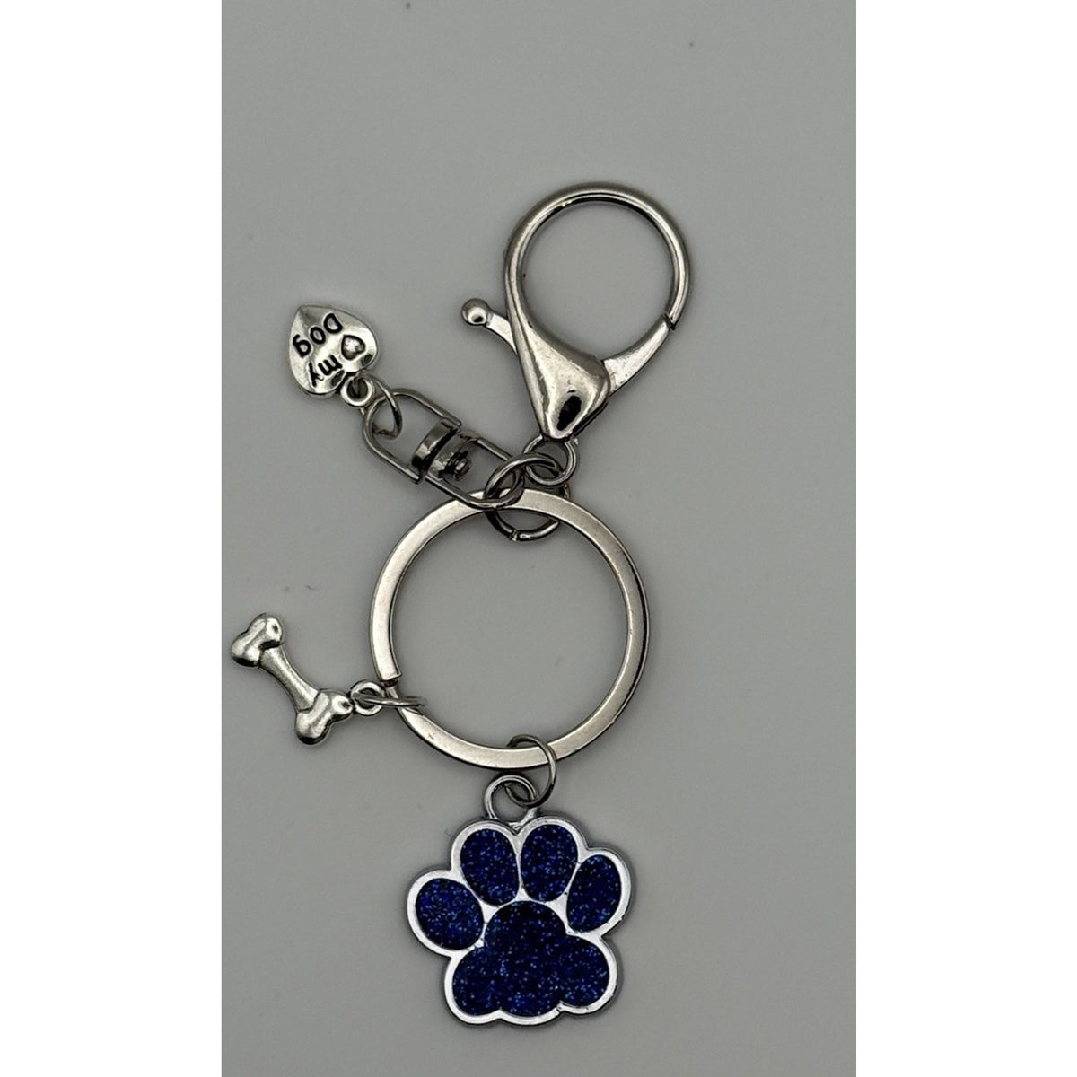 Sapphire Nights Paw Print Dog Keychain Purse Charm Dog Lover Gift Handmade