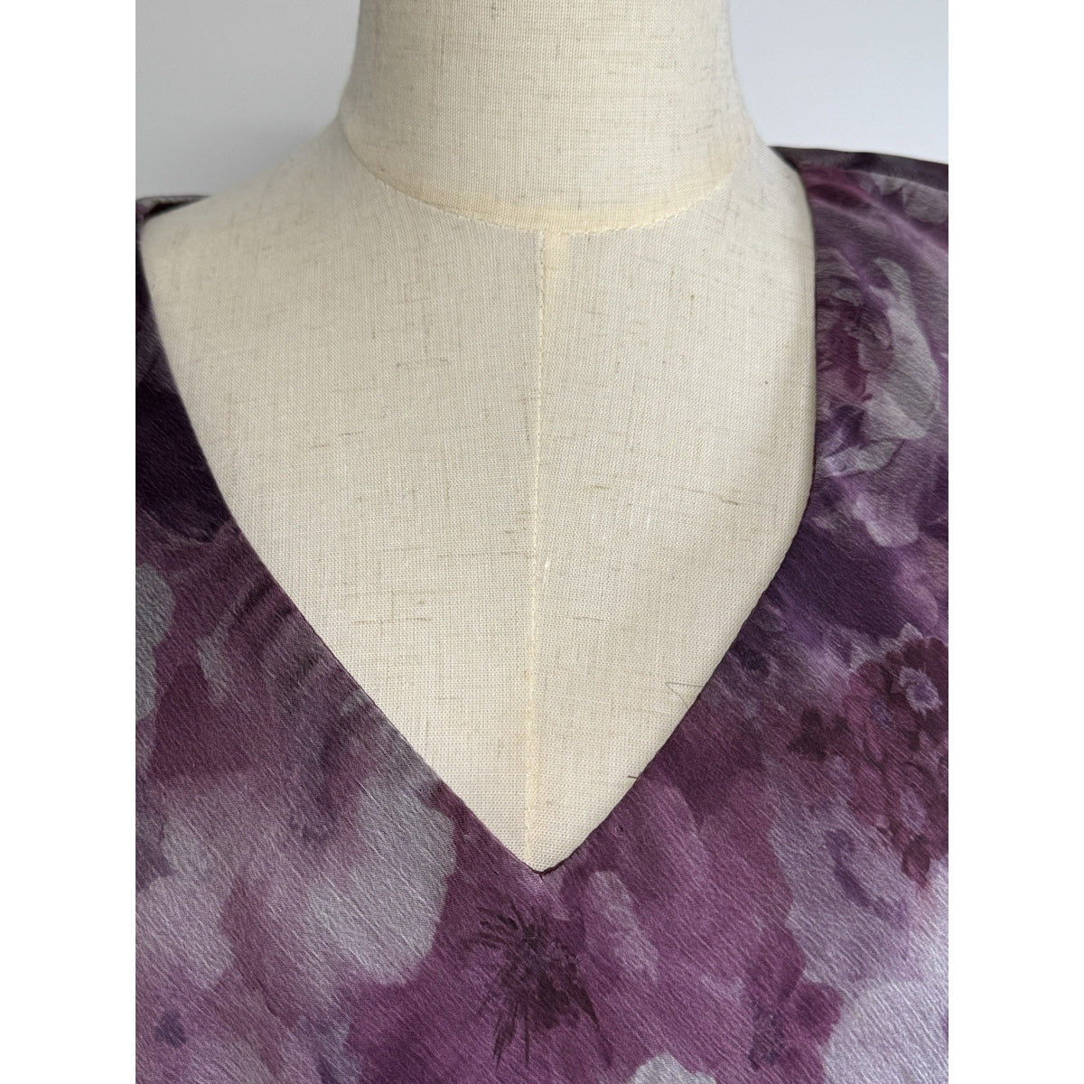R&M Richards Purple Floral Chiffon Dress Set Size 12 Sheer Layered Romantic
