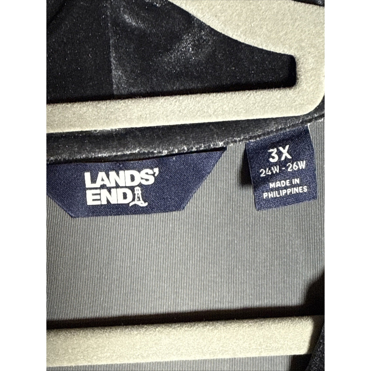Lands End Womens 3X Black Velvet Top Pullover V Neck Plus Size 24W 26W Holiday