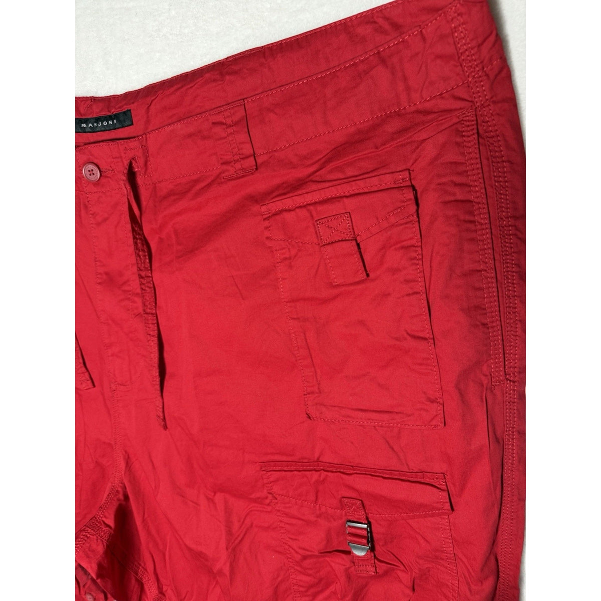 Sean John Cargo Shorts Mens 56B Red Utility Hiking Outdoor Cotton Drawstring