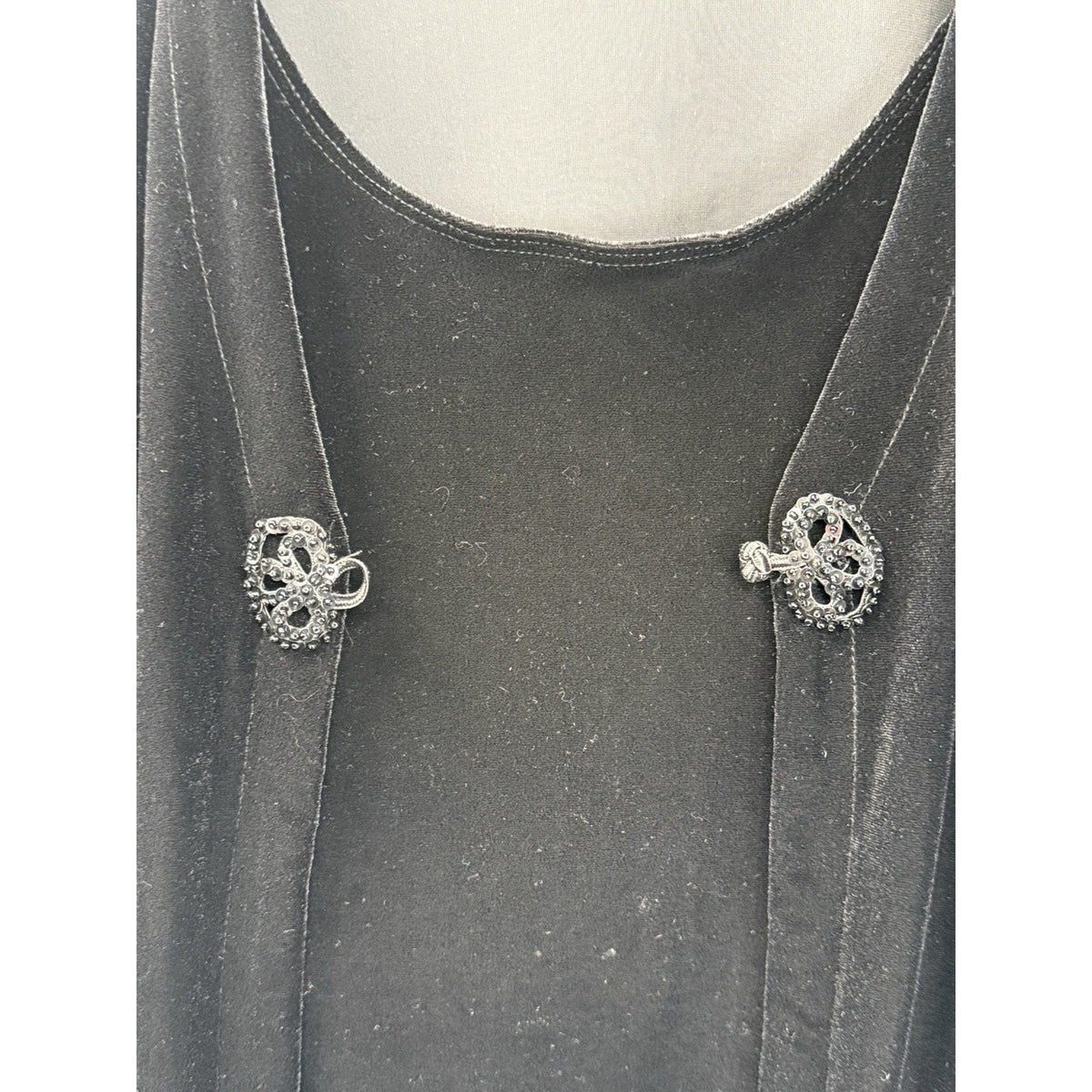 White Stag Faux Twin Set Top Women’s Black Large Velvet Look Open Front Classic