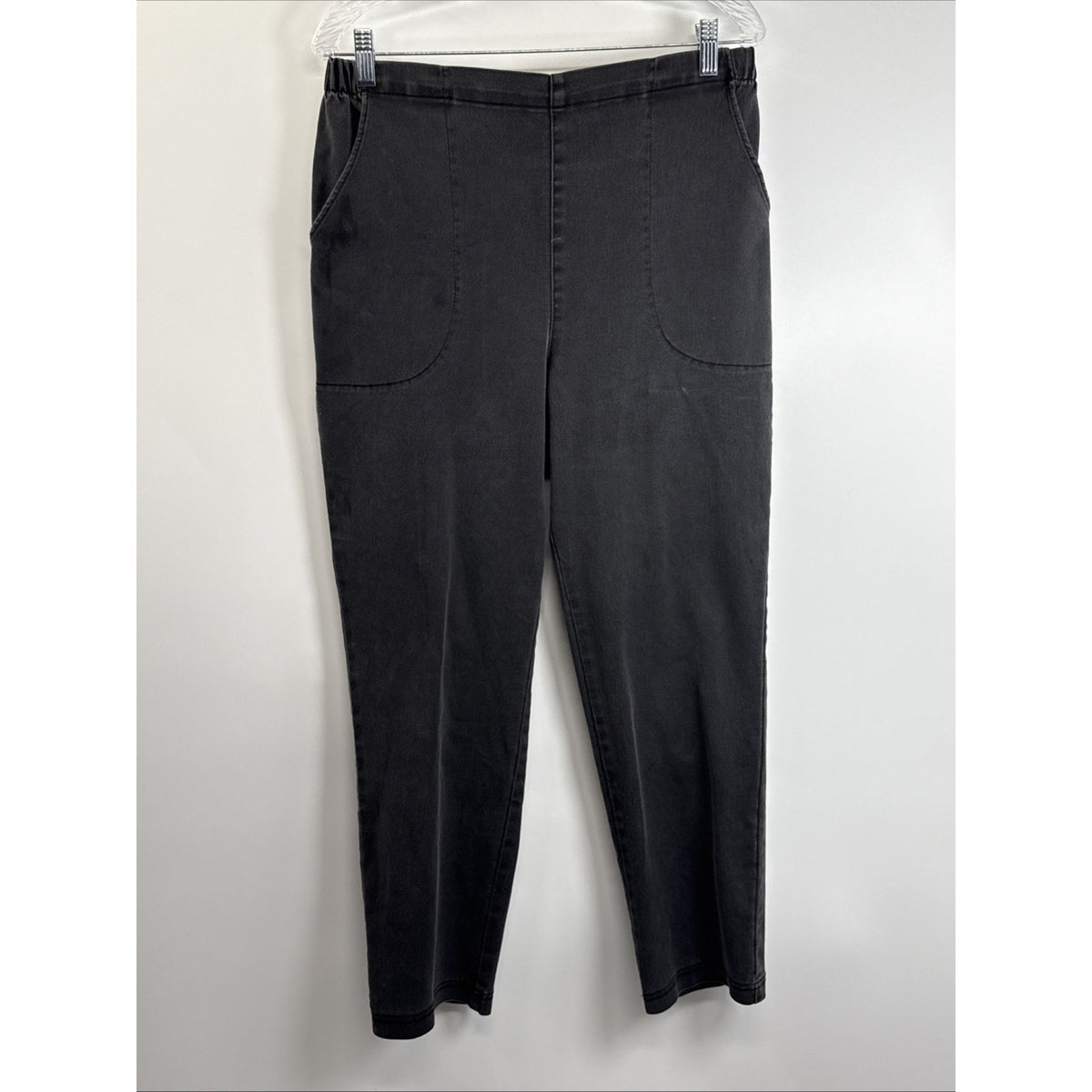 Croft & Barrow Stretch Jeans Sz 16P Back Elastic Waist Black Pockets Casual