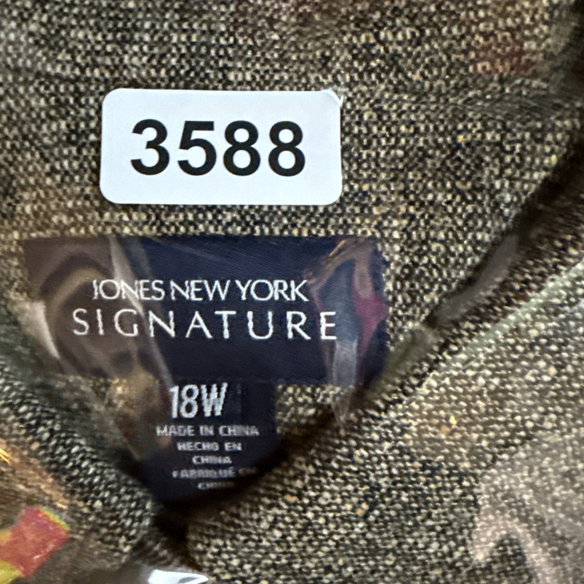 Jones New York Signature 18W Wool Silk Blazer Brown Tweed Dark Academia Plus