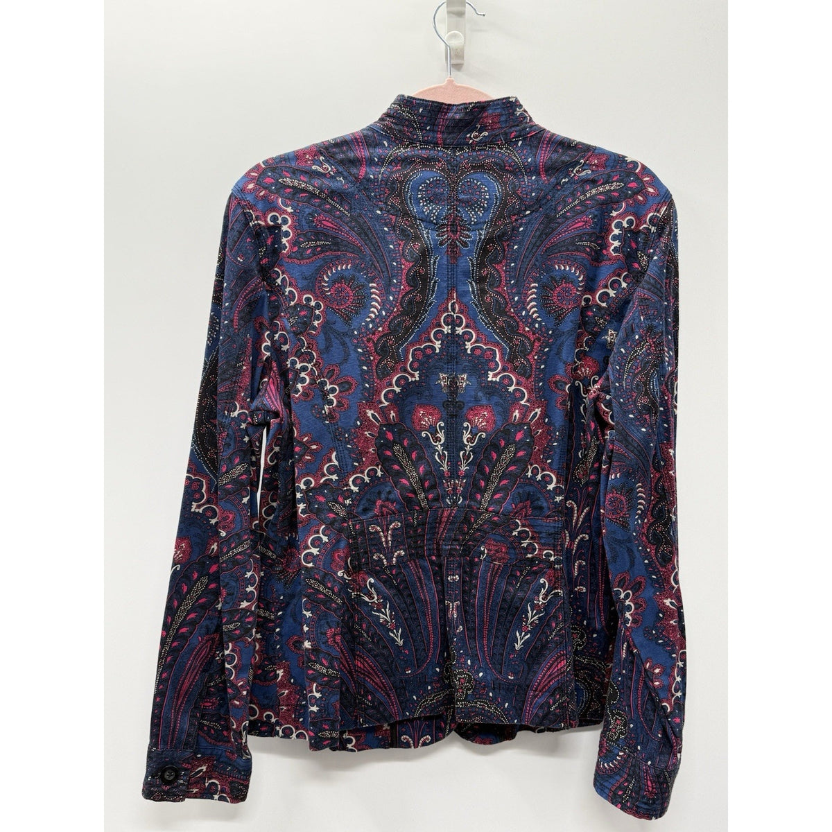 Charter Club Jacket Womens Large Blue Pink Paisley Twill LS Button Up Artsy