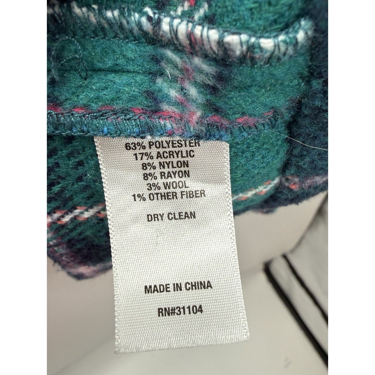Crown & Ivy Plaid Jacket Womens Large Green Wool Blend Button Front Heavyweight