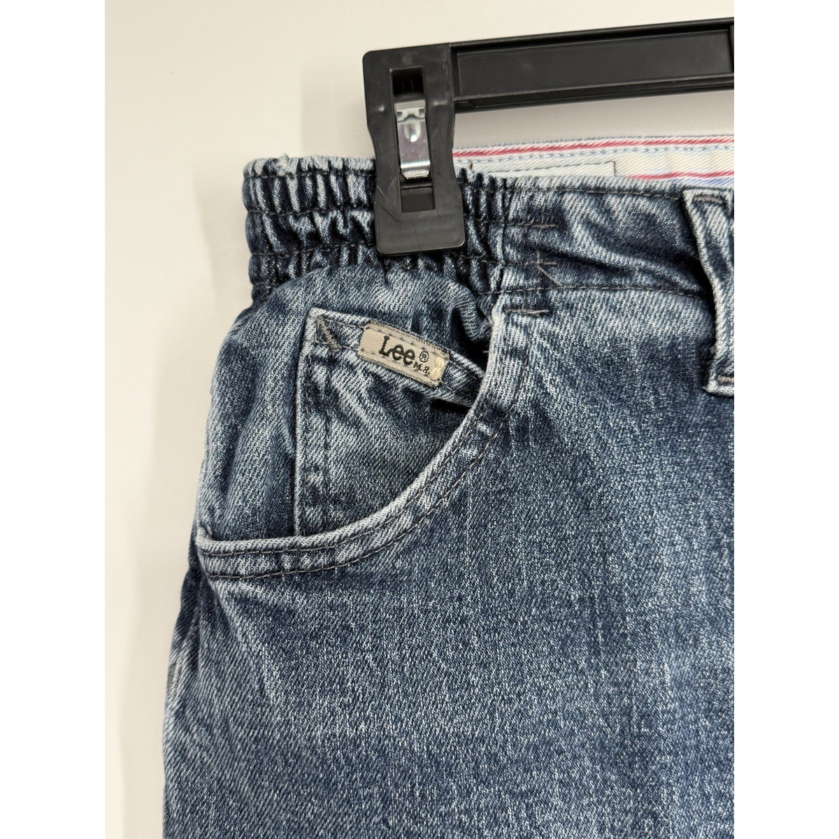 Lee Womens 12 Petite Elastic Waist Jeans Straight Leg Denim Mid Rise