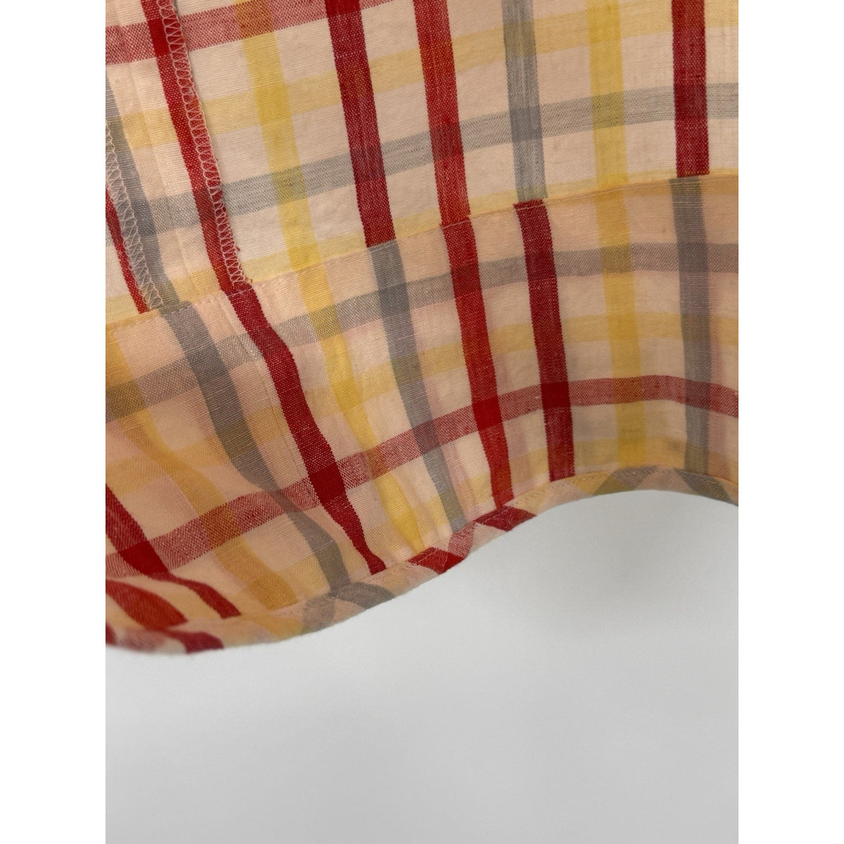 DKNY NWT 100% Linen Plaid Skirt Size 6 Vegas Red Ring Detail Pockets $198 MSRP