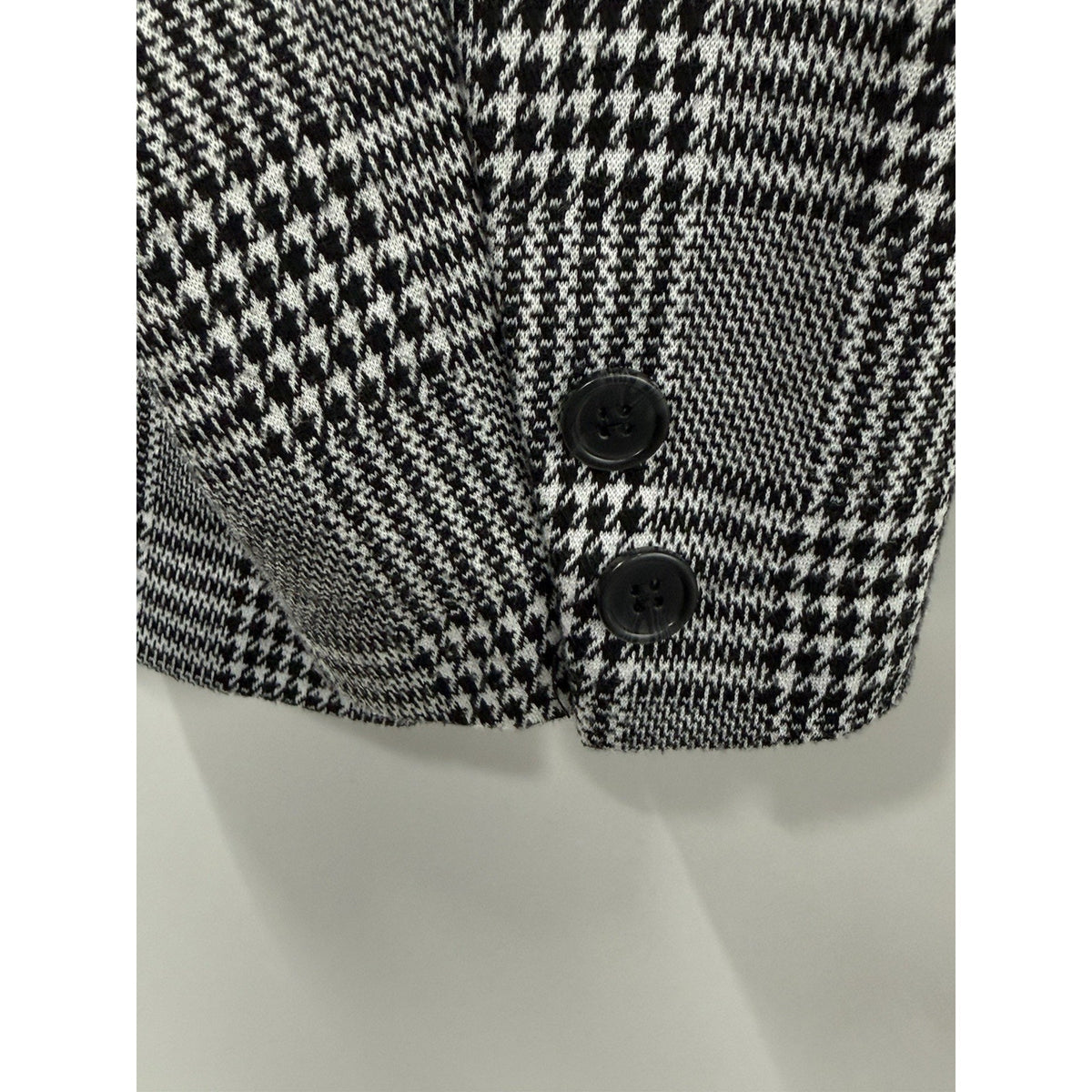 Love Tree Womens L Blazer Black White Plaid Stretch Career Work Jacket