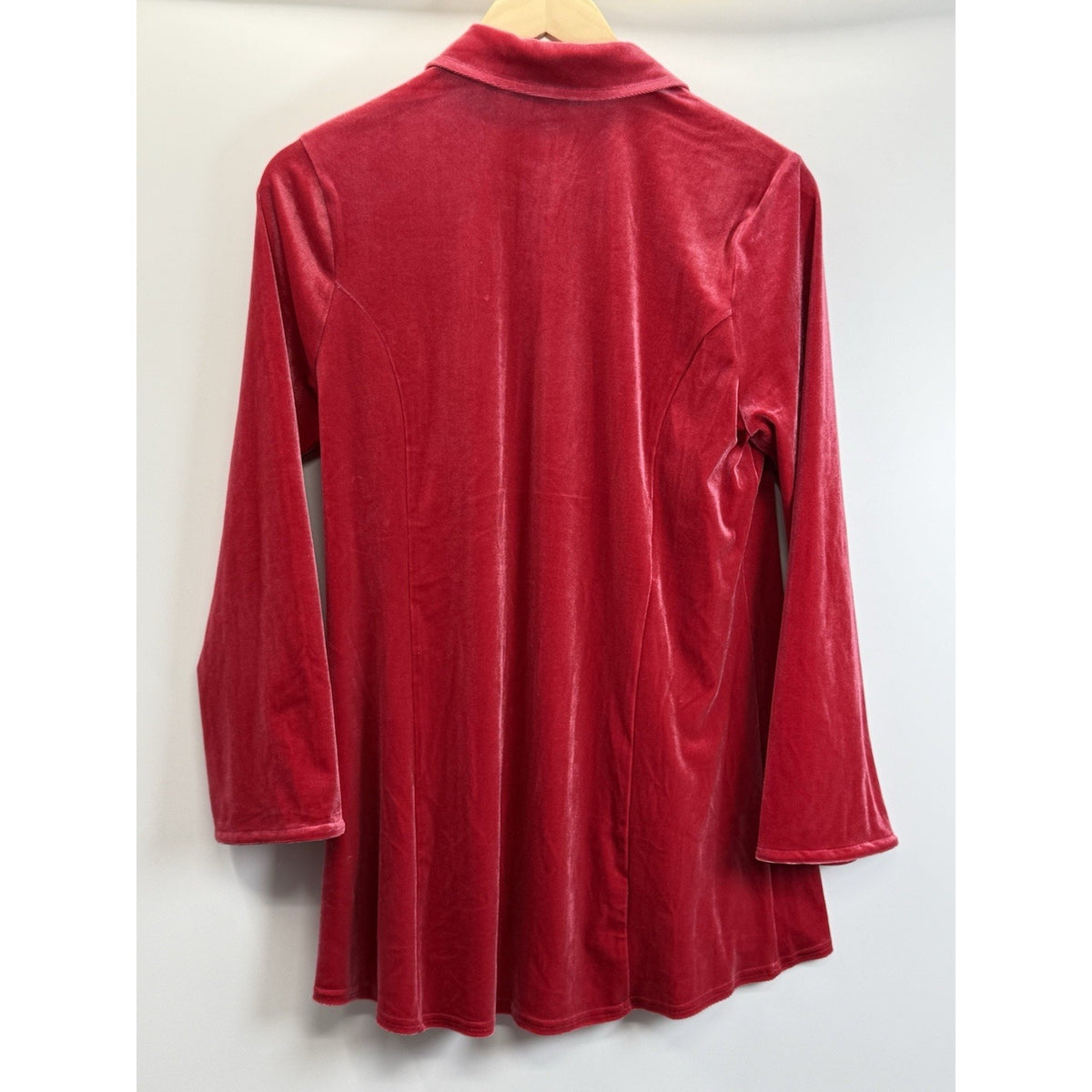 Soft Surroundings Reddish PinkVelvet Button Down Blouse Top Shirt SIze M