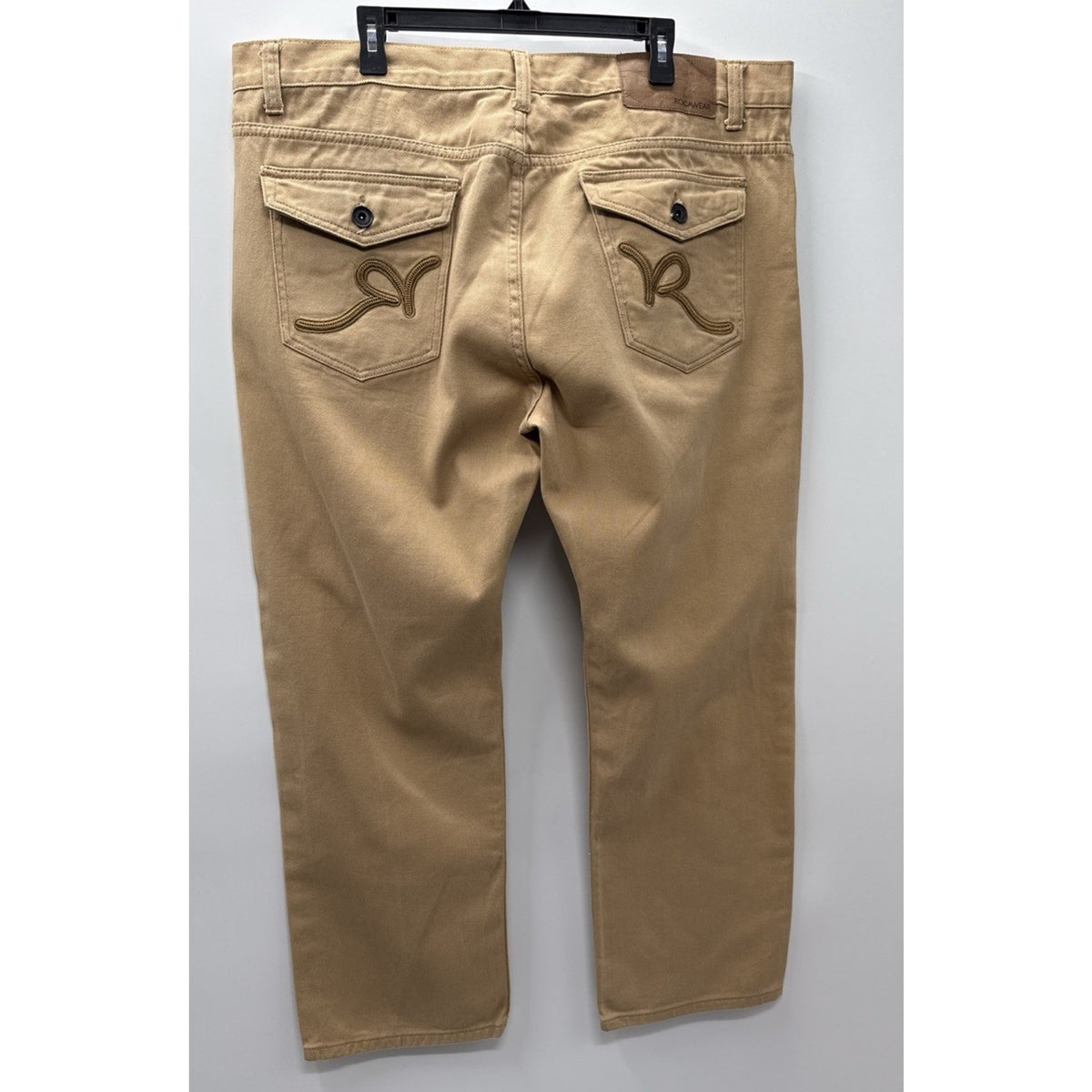 Rocawear Mens 44x32 Tan Jeans 100% Cotton Straight Leg Y2K Hip Hop Casual Pants